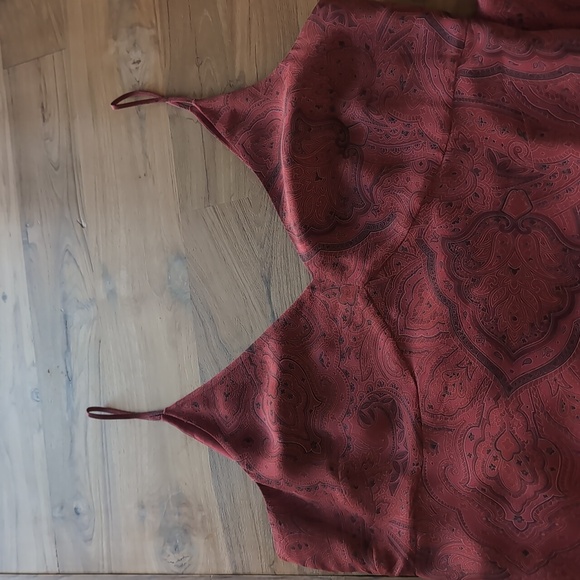 Vintage Y2K 100% Silk Ann Taylor Red Sexy Bias Cut Slip Dress Midi Whimsigoth L - Picture 7 of 9